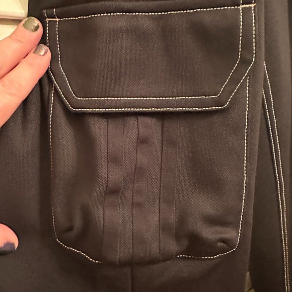 ADIDAS BLACK TRACK PANTS WITH CARGO POCKETS. SZ S. WORN ONCE - Picture 5 of 6